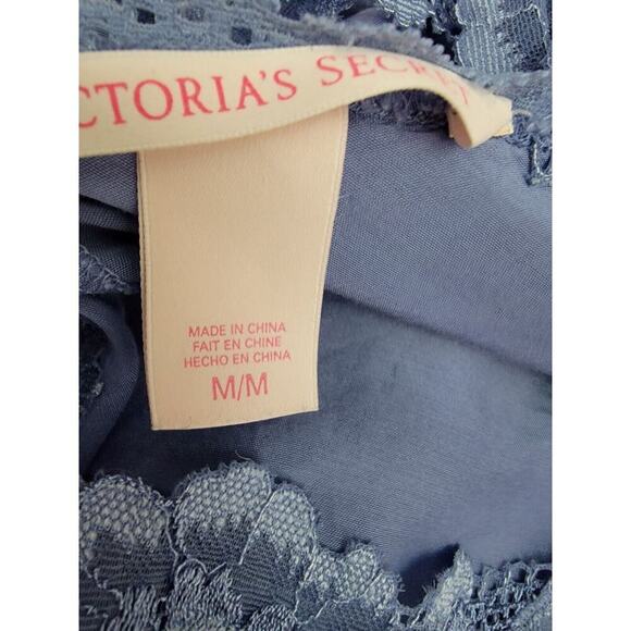 Victorias Secret Satin Mini Dress Womens Sz M Lace Trim 90's Fairy Blue Purple - Picture 13 of 16